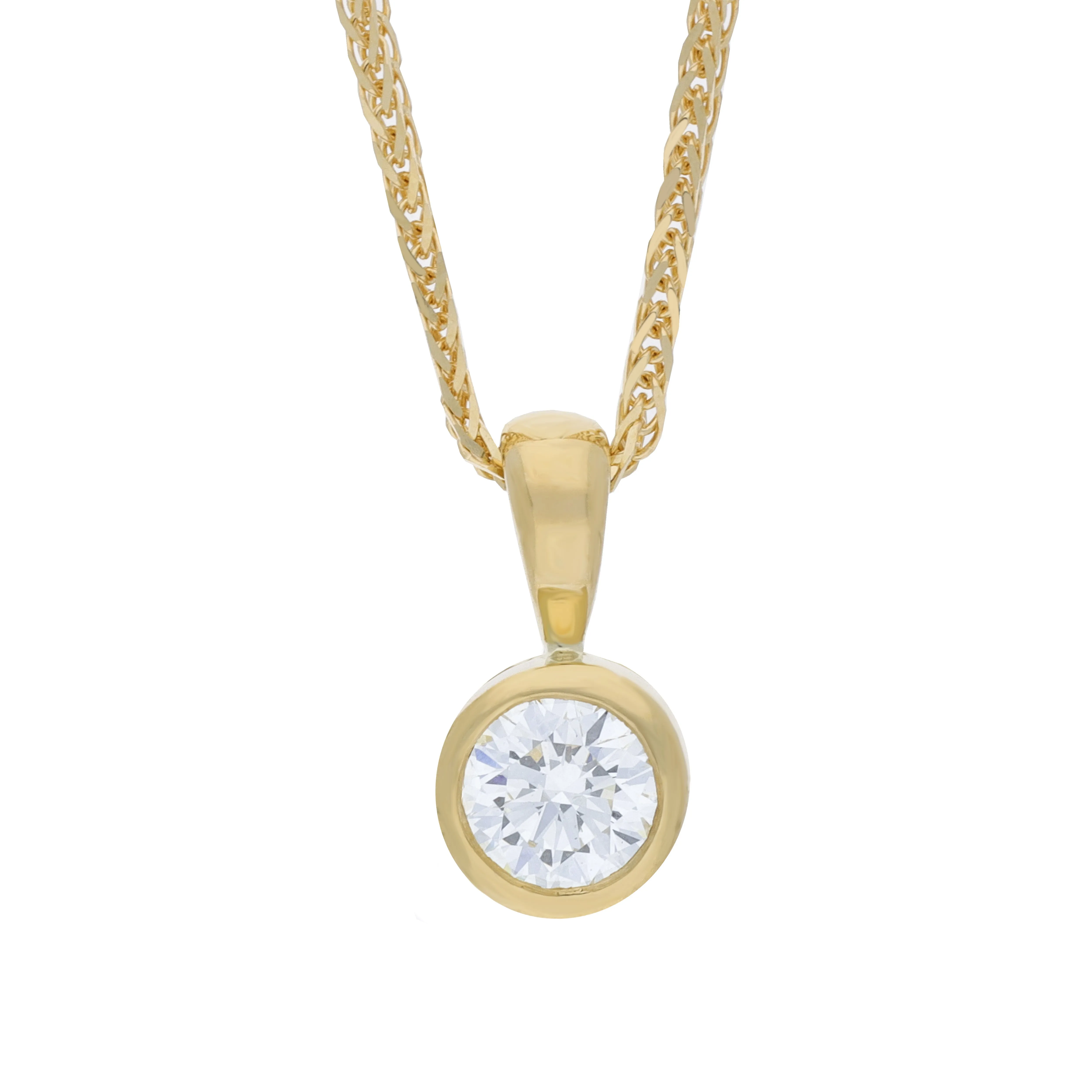 18ct Yellow Gold 0.26ct Diamond Round Solitaire Pendant & Chain sold by Jura Watches