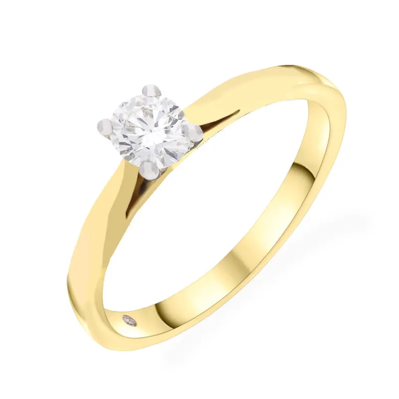 18ct Yellow Gold 0.30ct GIA Diamond 4 Claw Solitaire Ring sold by Jura Watches