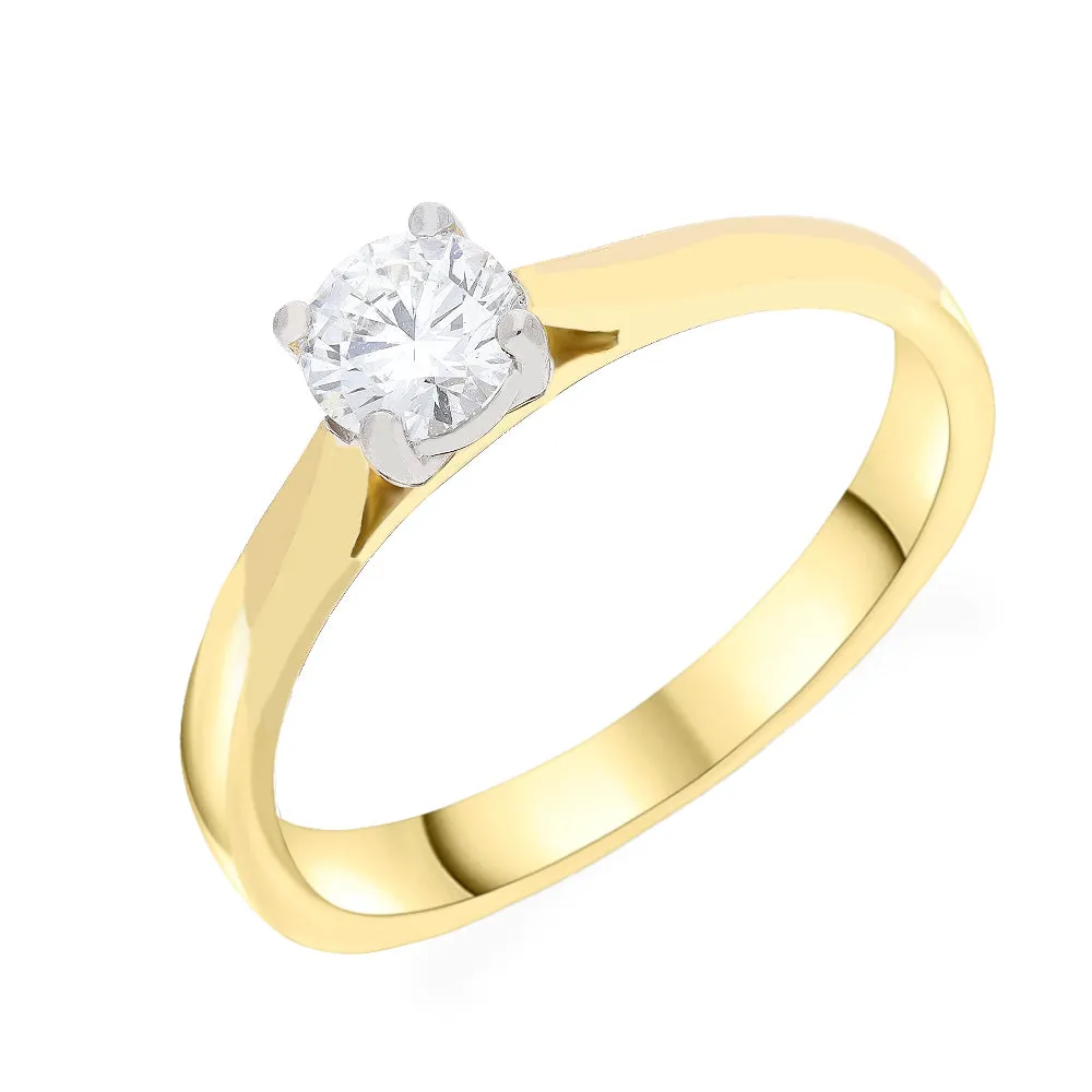 18ct Yellow Gold 0.42ct GIA Diamond Solitaire 4 Claw Ring sold by Jura Watches