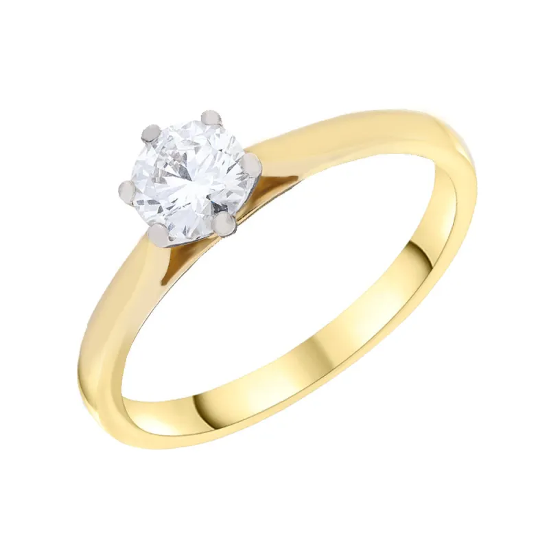 18ct Yellow Gold 0.50ct Diamond GIA Certified FSI1 Solitaire Ring sold by Jura Watches
