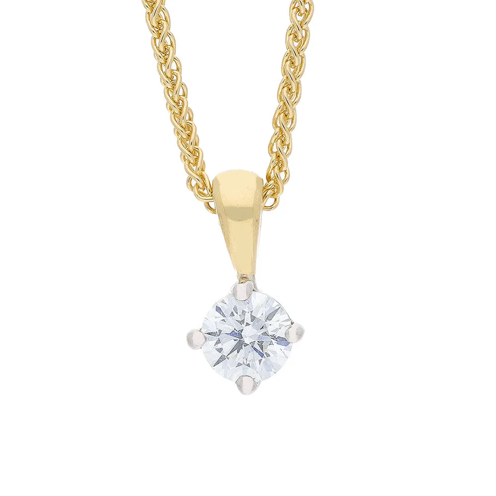 18ct Yellow Gold 0.26ct Diamond W3 Solitaire Claw Pendant & Chain sold by Jura Watches