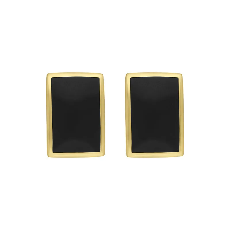 9ct Yellow Gold Whitby Jet Omega Oblong Stud Earrings sold by Jura Watches