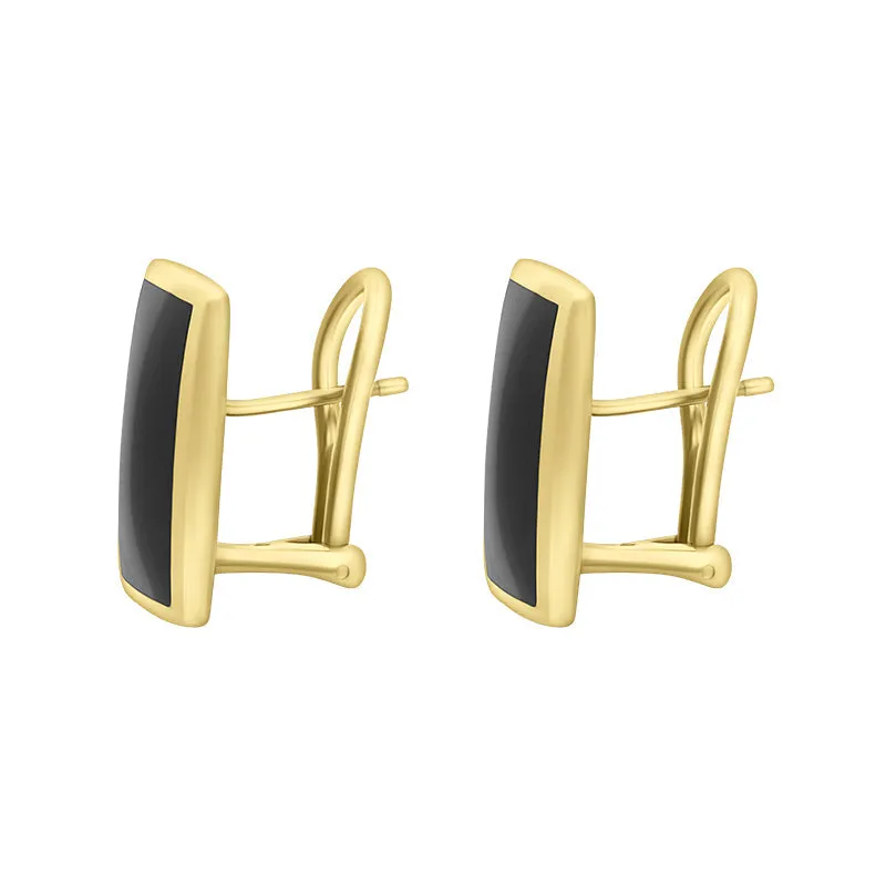 9ct Yellow Gold Whitby Jet Omega Oblong Stud Earrings sold by Jura Watches product image thumbnail 2