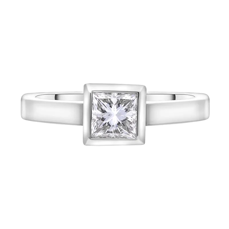 18ct White Gold 0.89ct Diamond Princess Cut Solitaire Ring sold by Jura Watches product image thumbnail 2