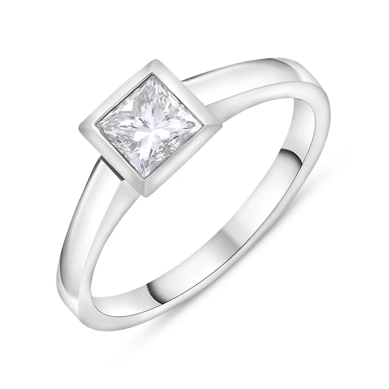 18ct White Gold 0.89ct Diamond Princess Cut Solitaire Ring sold by Jura Watches