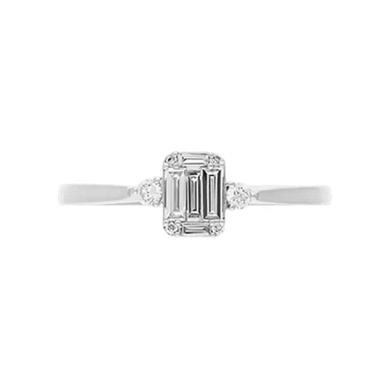 18ct White Gold 0.18ct Diamond Round and Baguette Cut Ring sold by Jura Watches product image thumbnail 2