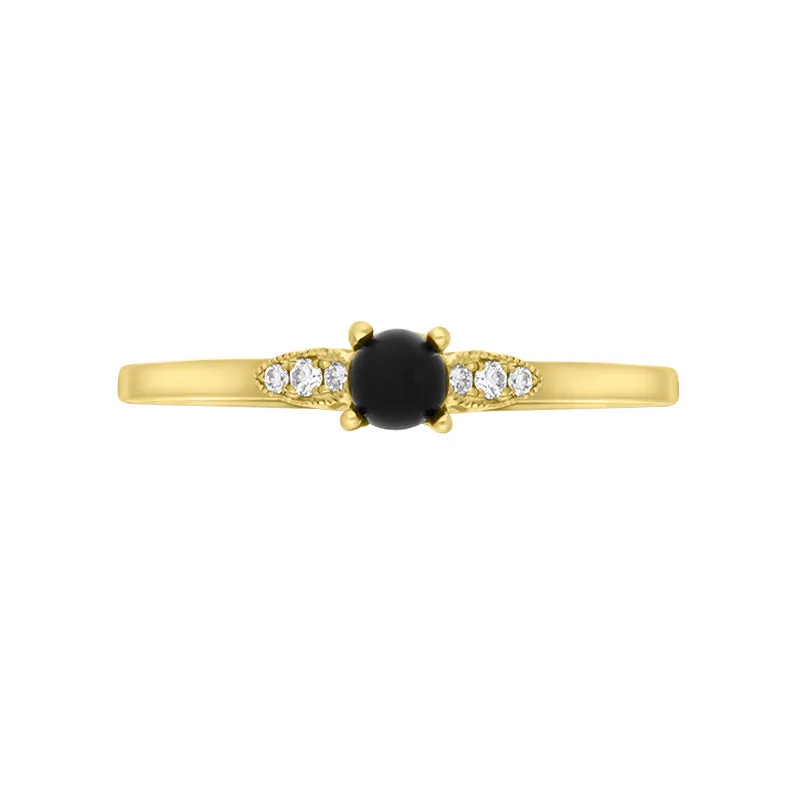 18ct Yellow Gold Diamond and Whitby Jet 6 Stone Ring sold by Jura Watches product image thumbnail 2