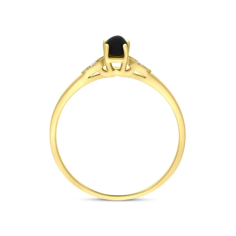 18ct Yellow Gold Diamond and Whitby Jet 6 Stone Ring sold by Jura Watches product image thumbnail 3