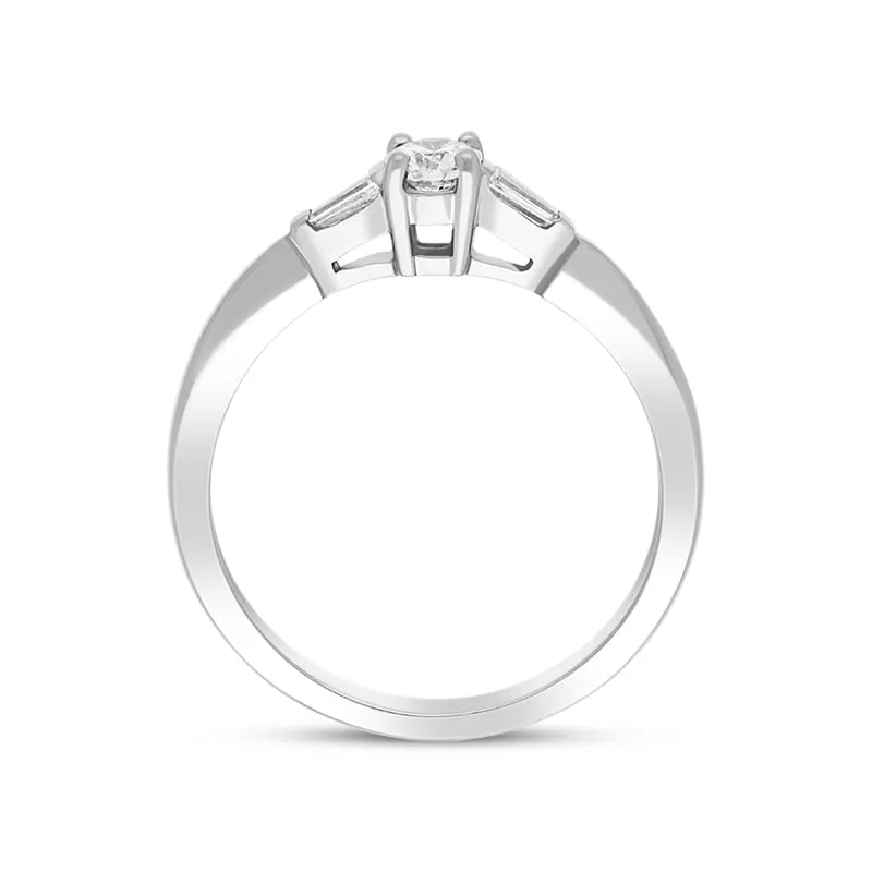 Platinum Diamond Round Brilliant Tapered Baguette Cut Three Stone Ring D sold by Jura Watches product image thumbnail 3
