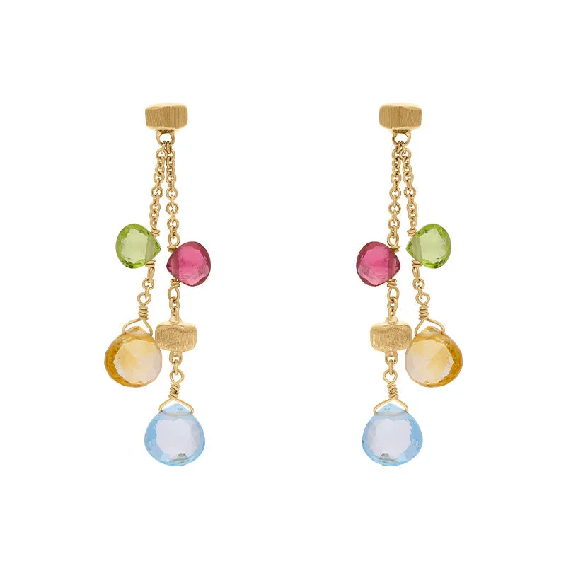 Marco Bicego Paradise 18ct Yellow Gold Mixed Stone Two Strand Drop Earrings sold by Jura Watches
