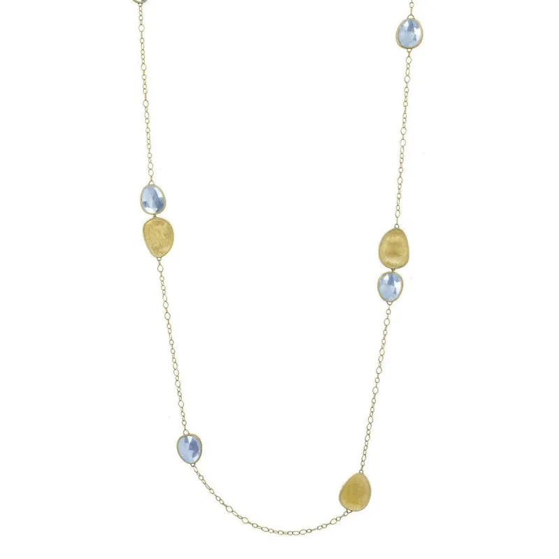 Marco Bicego Lunaria 18ct Yellow Gold Aquamarine Necklace sold by Jura Watches