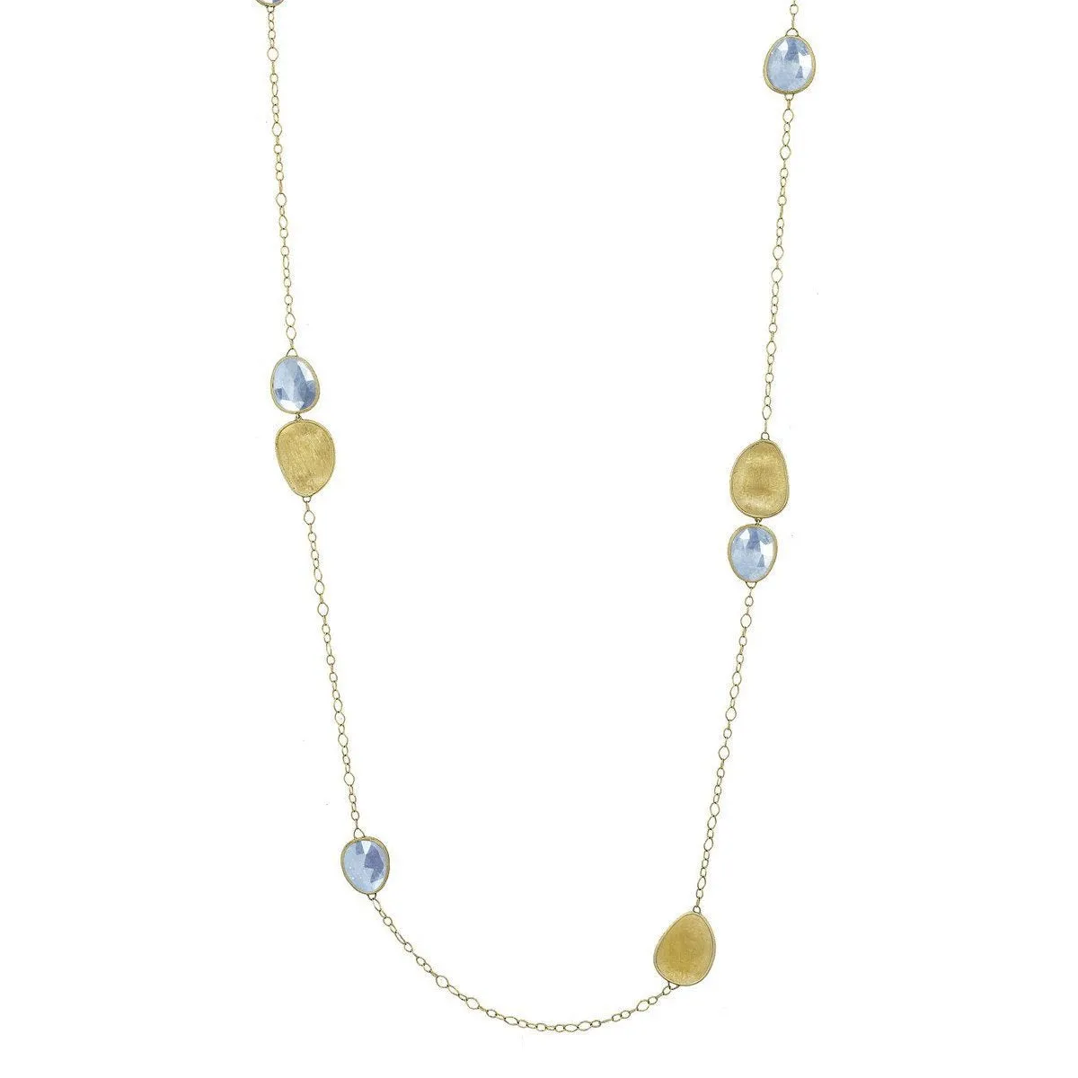 Marco Bicego Lunaria 18ct Yellow Gold Aquamarine Necklace sold by Jura Watches