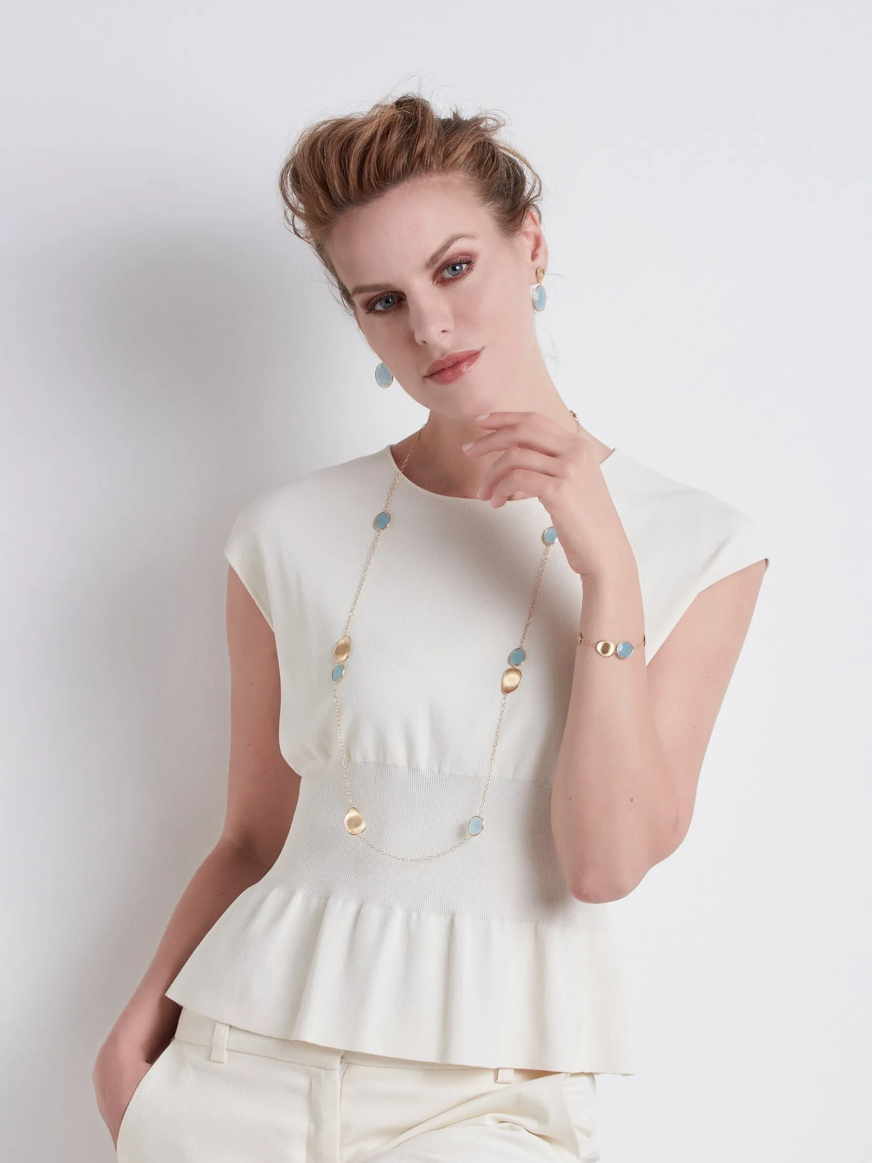 Marco Bicego Lunaria 18ct Yellow Gold Aquamarine Necklace sold by Jura Watches product image thumbnail 2