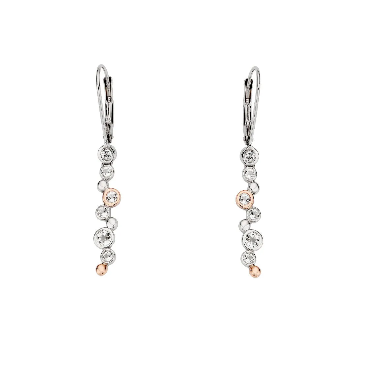 Clogau Celebration Sterling Silver White Topaz Drop Earrings sold by Jura Watches