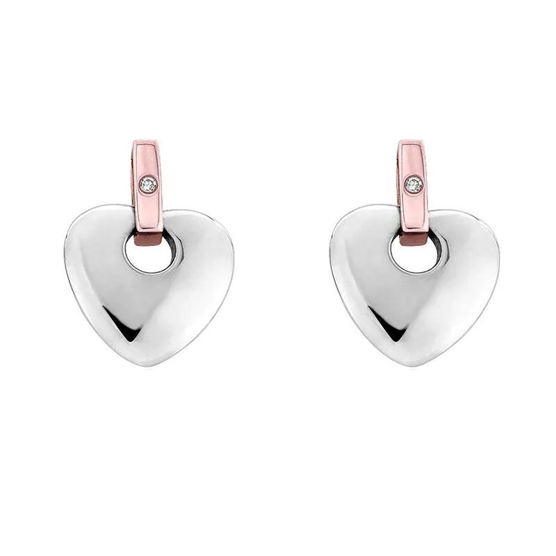 Clogau Cariad Sterling Silver Diamond Heart Earrings sold by Jura Watches