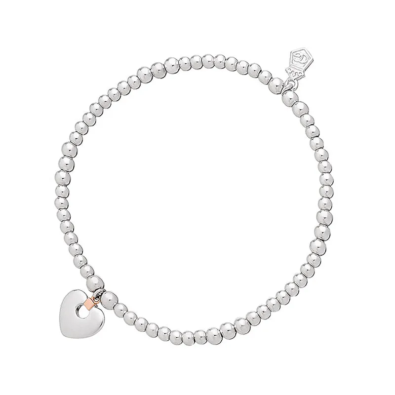 Clogau Cariad Sterling Silver 9ct Rose Gold Beaded Heart Bracelet sold by Jura Watches