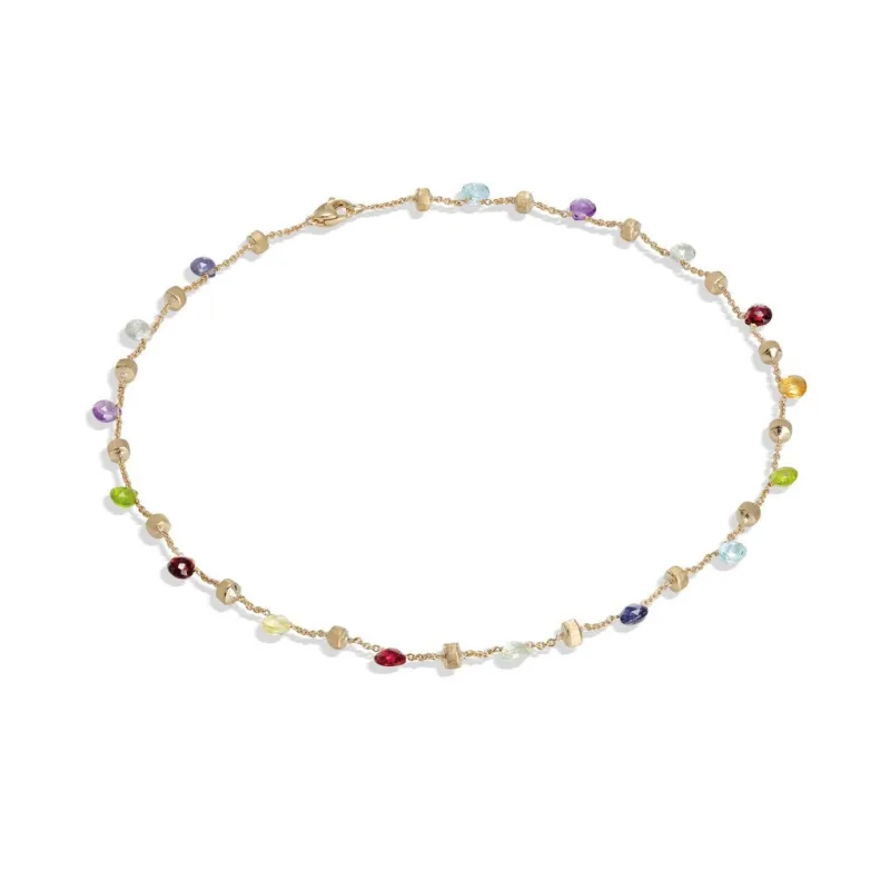 Marco Bicego Paradise 18ct Yellow Gold Mixed Stone Single Strand Necklace sold by Jura Watches