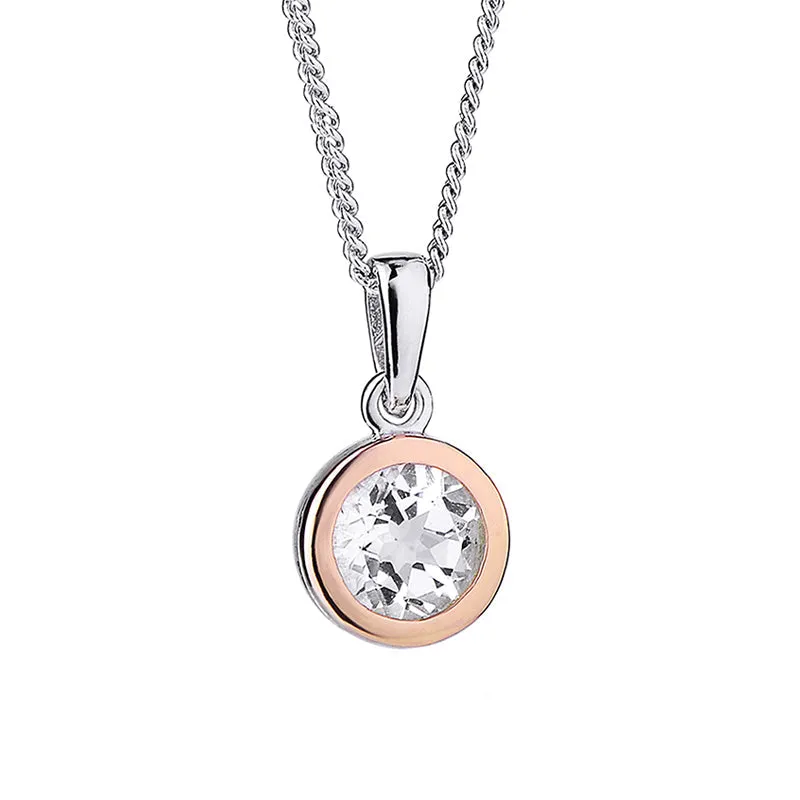 Clogau Celebration Sterling Silver Rose Gold White Topaz Necklace sold by Jura Watches
