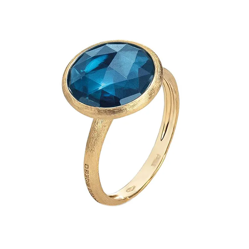 Marco Bicego Jaipur 18ct Yellow Gold Blue Topaz Ring sold by Jura Watches