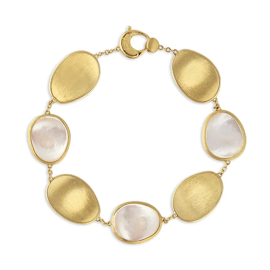 Marco Bicego Lunaria 18ct Yellow Gold White Mother of Pearl Bracelet sold by Jura Watches