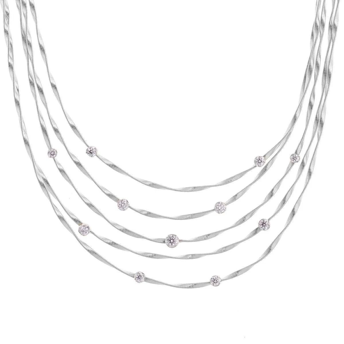 Marco Bicego Marrakech 18ct White Gold 1.90ct Diamond Five Strand Collar Necklace sold by Jura Watches