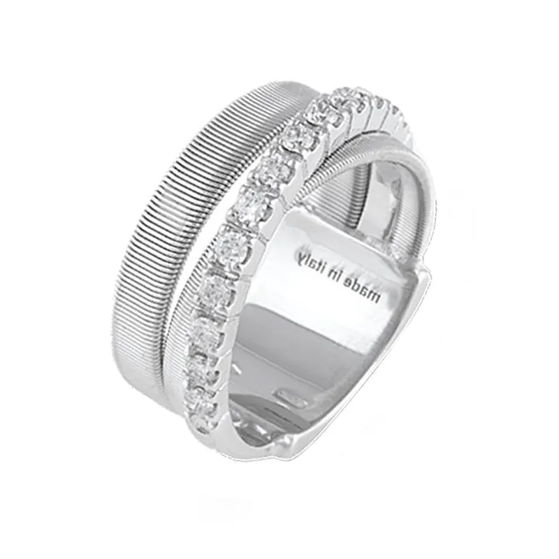 Marco Bicego Masai 18ct White Gold 0.39ct Diamond Three Strand Ring sold by Jura Watches
