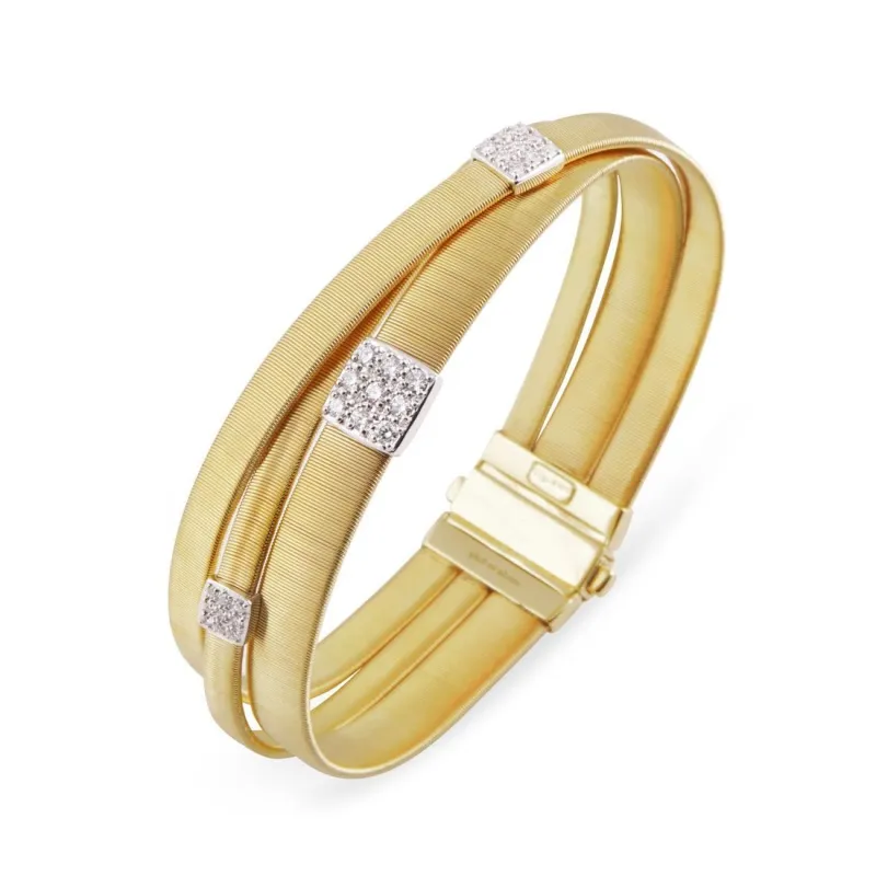 Marco Bicego Masai 18ct Yellow Gold 0.43ct Diamond Crossover Bracelet sold by Jura Watches