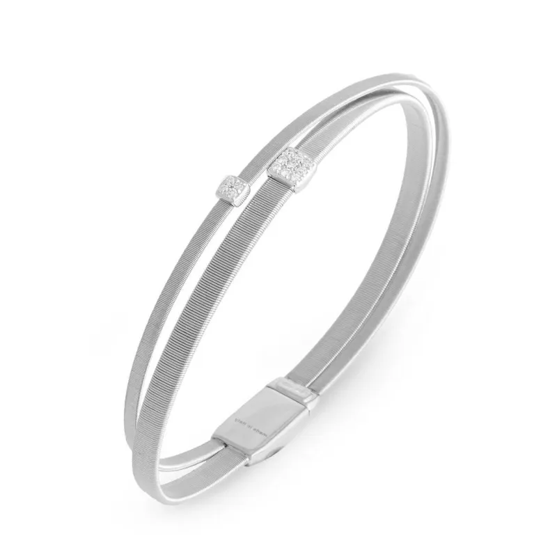 Marco Bicego Masai 18ct White Gold 0.10ct Diamond Crossover Bracelet sold by Jura Watches