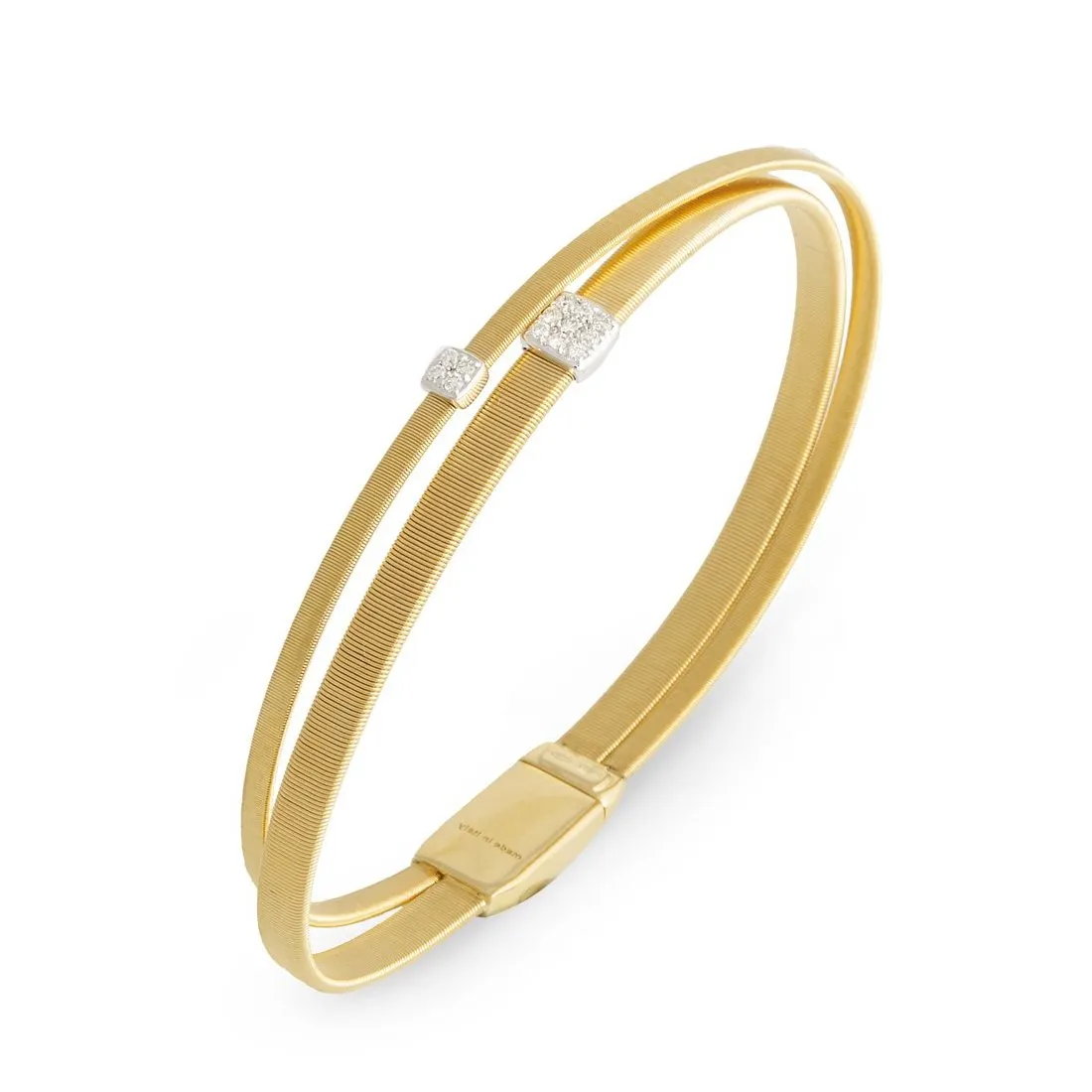 Marco Bicego Masai 18ct Yellow Gold 0.10ct Diamond Crossover Bracelet sold by Jura Watches