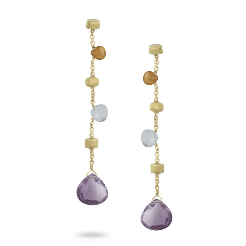 Marco Bicego Paradise 18ct Yellow Gold Mixed Stone Drop Earrings sold by Jura Watches