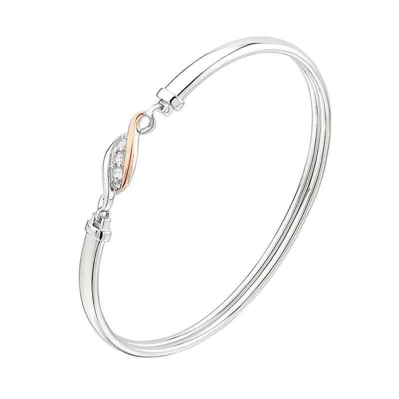 Clogau Past Present Future Sterling Silver White Topaz Bangle sold by Jura Watches