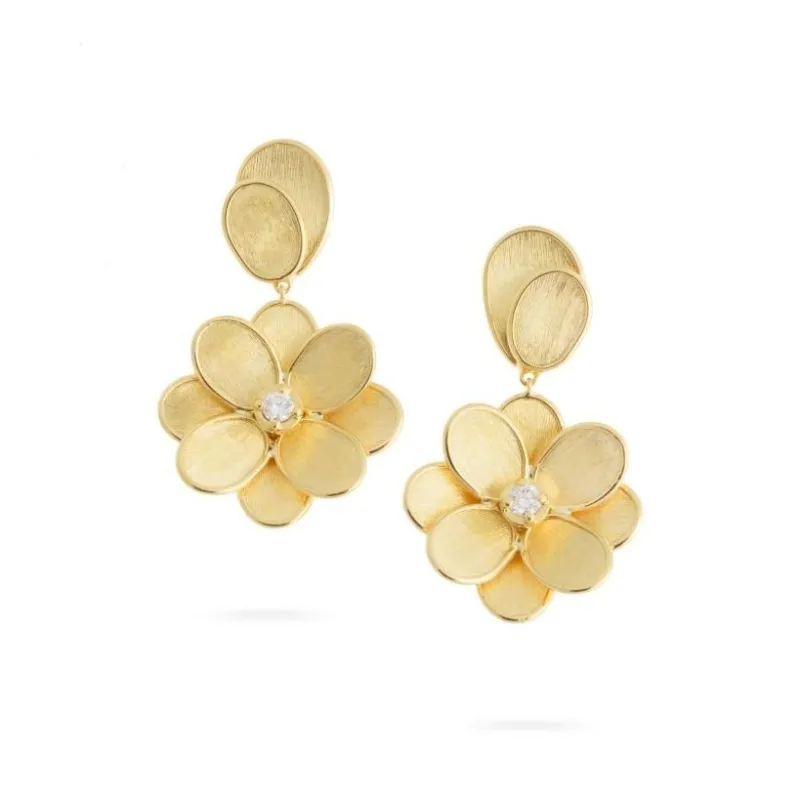 Marco Bicego Petali 18ct Yellow Gold 0.16ct Diamond Single Flower Drop Earrings sold by Jura Watches