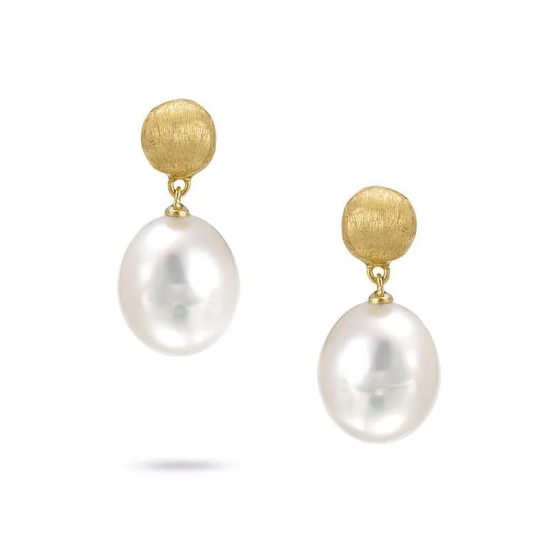 Marco Bicego Africa 18ct Yellow Gold Pearl Drop Earrings sold by Jura Watches