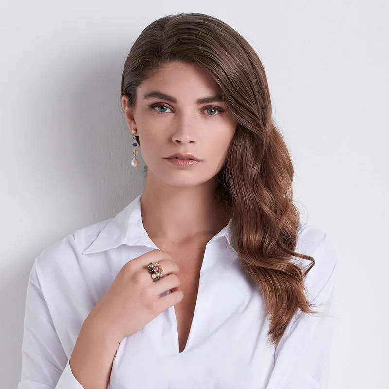 Marco Bicego Africa 18ct Yellow Gold Pearl Mixed Gemstone Cocktail Ring sold by Jura Watches product image thumbnail 2