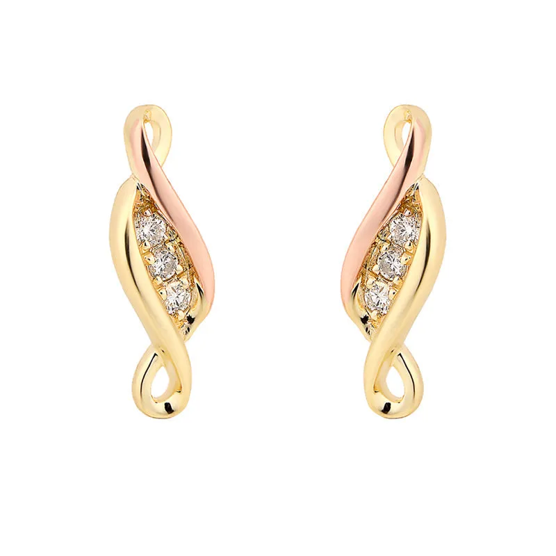 Clogau Past Present Future 9ct Yellow Gold Diamond Earrings sold by Jura Watches