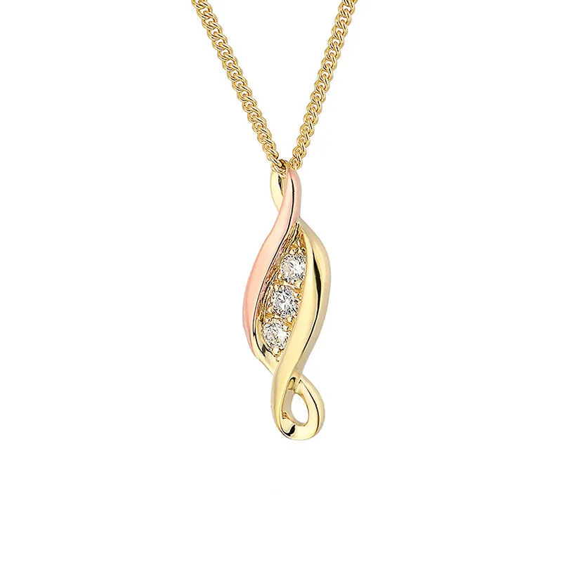 Clogau Past Present Future 9ct Yellow Gold Diamond Necklace sold by Jura Watches