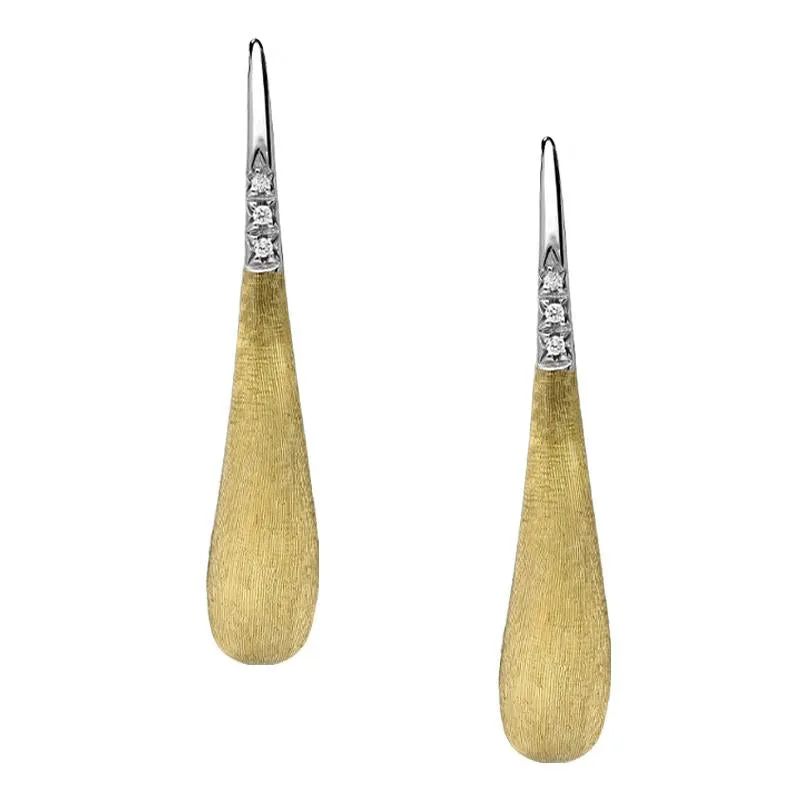Marco Bicego Lucia 18ct Yellow Gold Diamond Small Modern Teardrop Earrings sold by Jura Watches