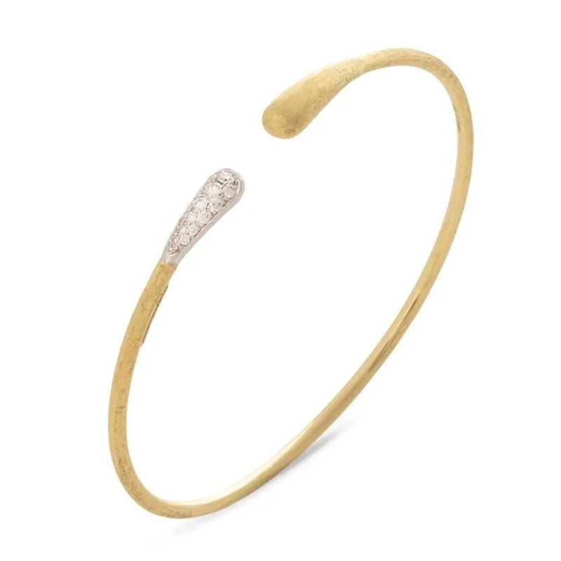 Marco Bicego Lunaria 18ct Yellow Gold 0.15ct Diamond Oval Bangle sold by Jura Watches