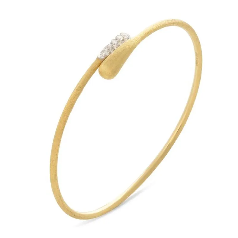 Marco Bicego Lunaria 18ct Yellow Gold 0.15ct Diamond Crossover Bangle sold by Jura Watches