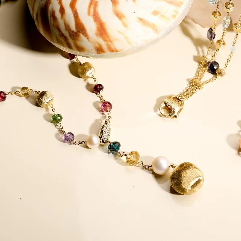 Marco Bicego Africa 18ct Yellow Gold 0.10ct Diamond Mixed Stone Necklet sold by Jura Watches product image thumbnail 3