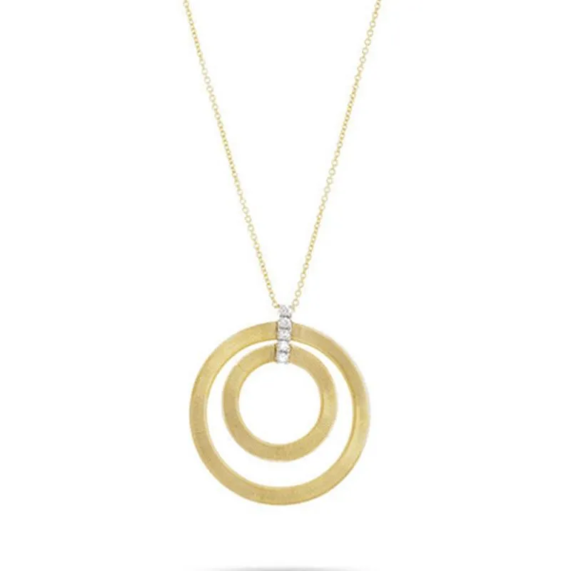 Marco Bicego Masai 18ct Yellow Gold 0.15ct Diamond Double Round Necklace sold by Jura Watches