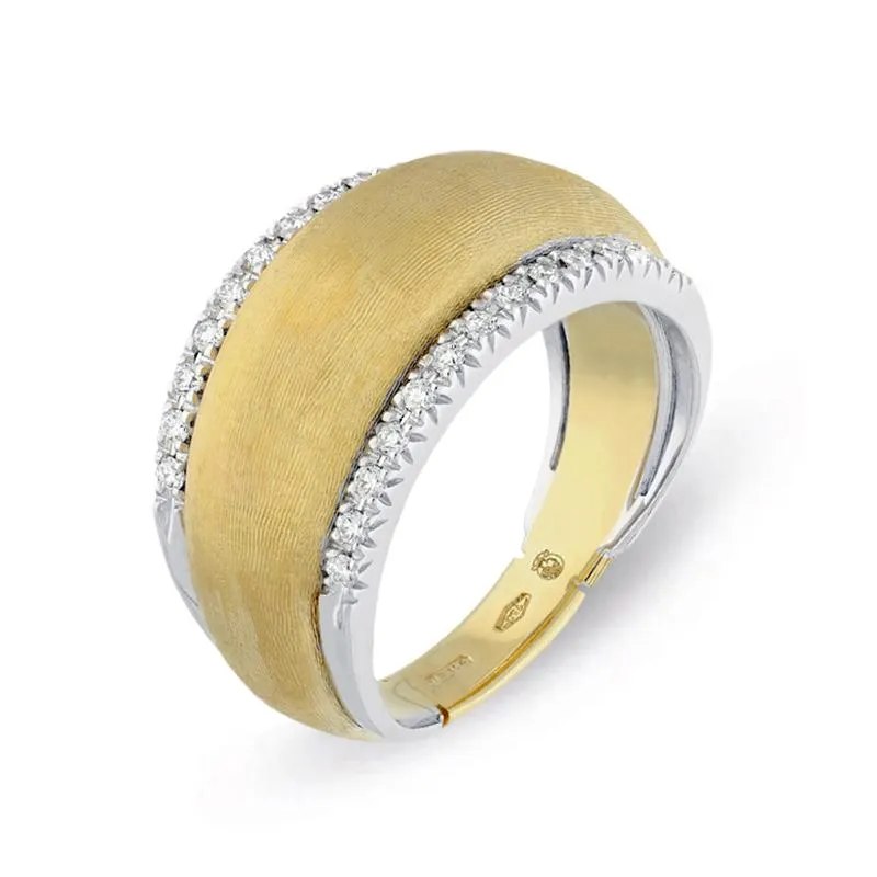 Marco Bicego Lucia 18ct Yellow Gold Double 0.20ct Diamond Row Dome Ring made by Jura Watches