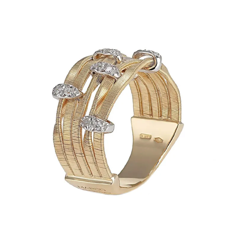 Marco Bicego Marrakech Onde 18ct Yellow Gold Diamond Five Strand Ring sold by Jura Watches