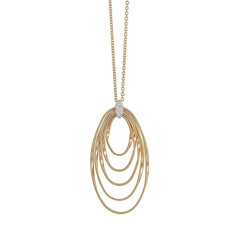 Marco Bicego Marrakech Onde 18ct Yellow Gold Diamond Pendant Long Necklace sold by Jura Watches