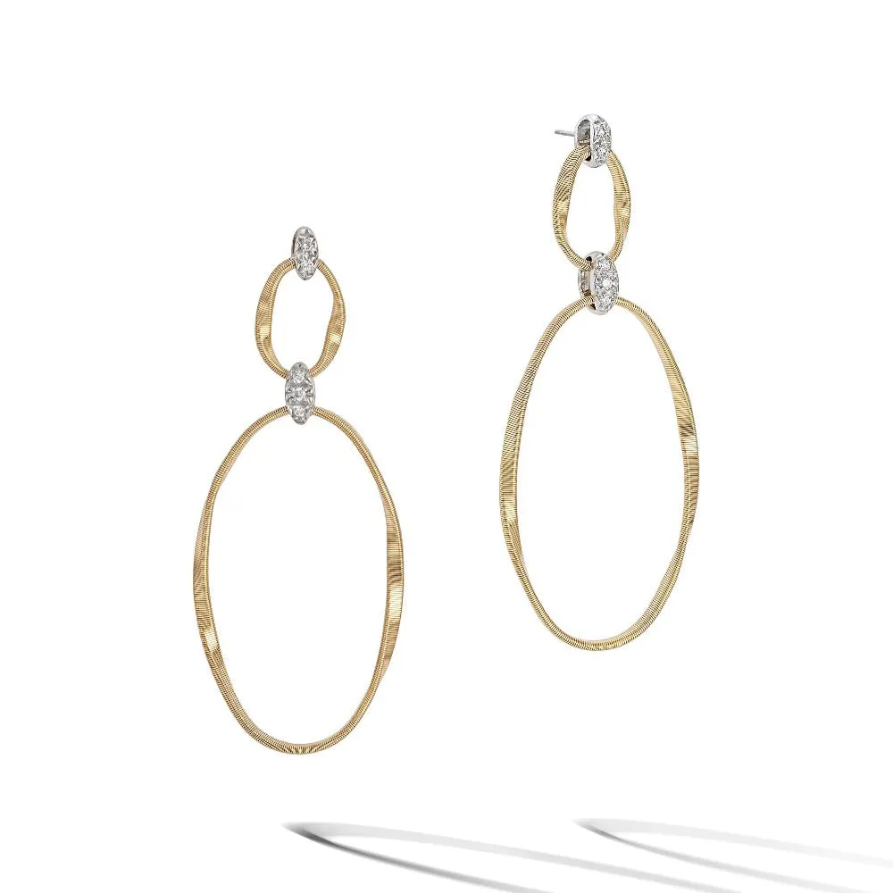 Marco Bicego Marrakech Onde 18ct Yellow Gold Diamond Long Drop Stud Earrings sold by Jura Watches