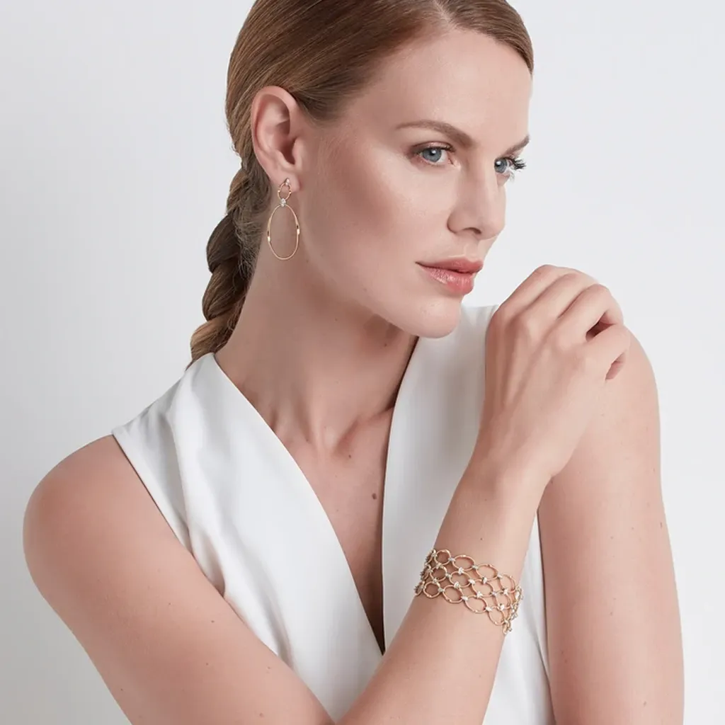 Marco Bicego Marrakech Onde 18ct Yellow Gold Diamond Long Drop Stud Earrings sold by Jura Watches product image thumbnail 2