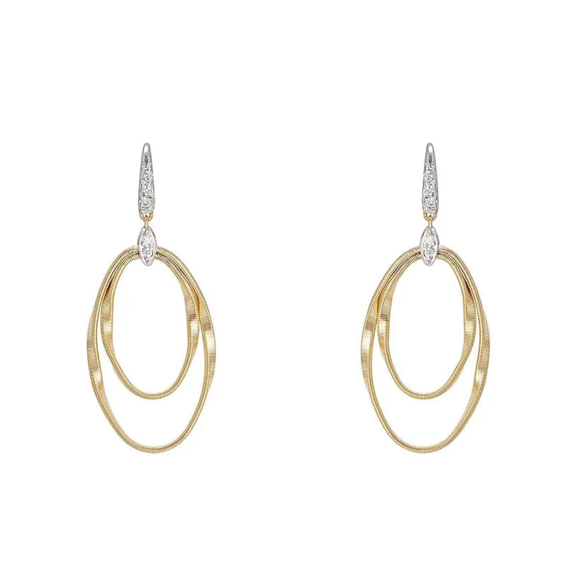 Marco Bicego Marrakech Onde 18ct Yellow Gold Diamond Drop Hook Earrings sold by Jura Watches