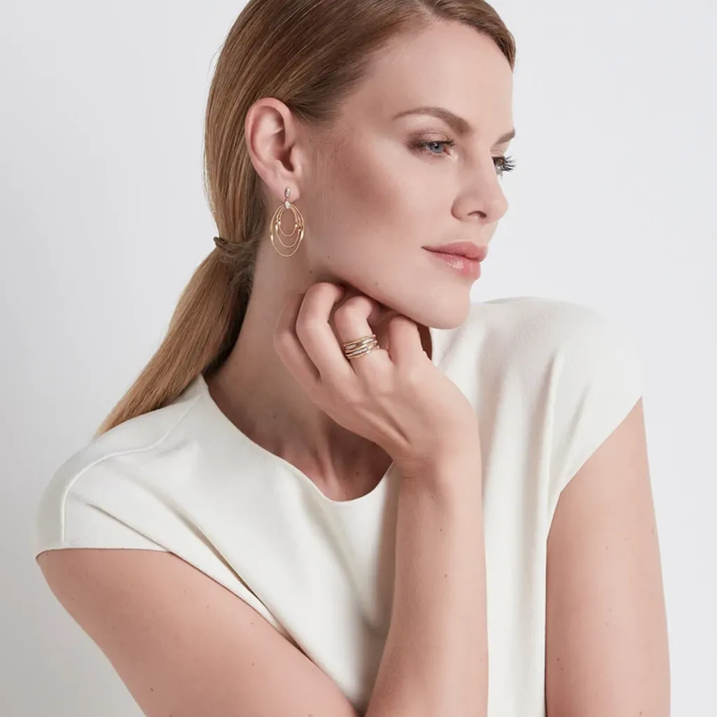 Marco Bicego Marrakech Onde 18ct Yellow Gold Diamond Drop Stud Earrings sold by Jura Watches product image thumbnail 3