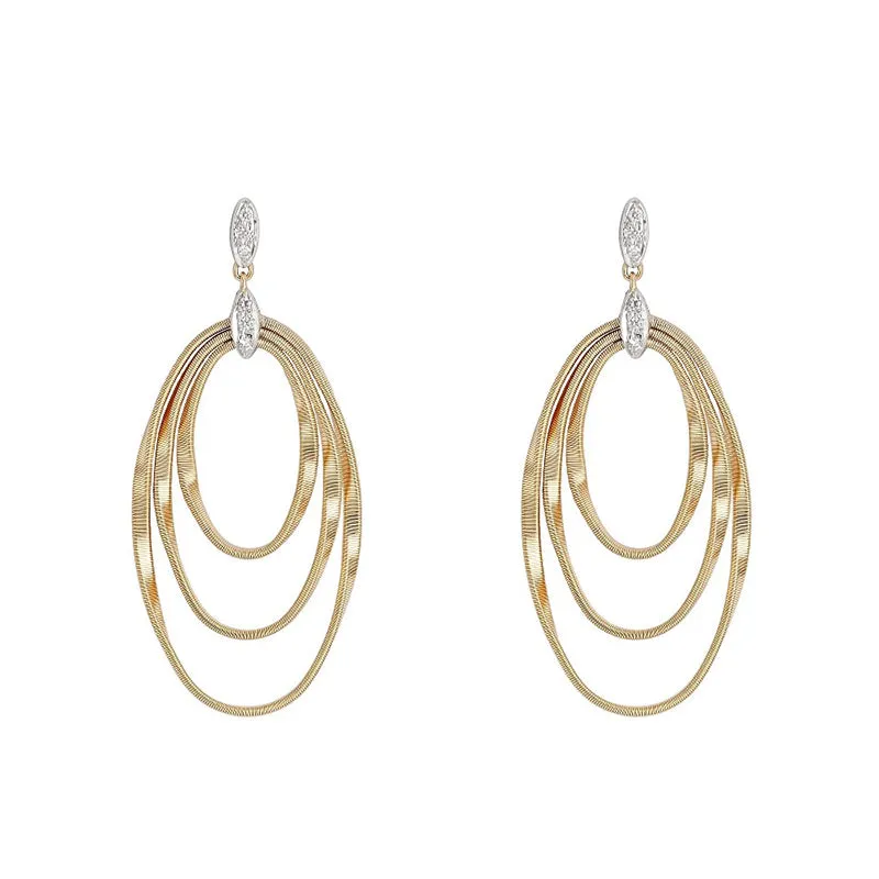 Marco Bicego Marrakech Onde 18ct Yellow Gold Diamond Drop Stud Earrings sold by Jura Watches