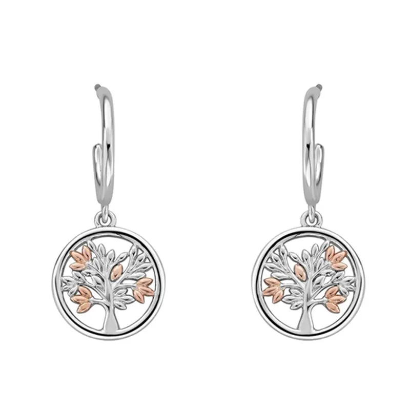 Clogau Tree of Life Sterling Silver 9ct Rose Gold Vine Drop Earrings sold by Jura Watches